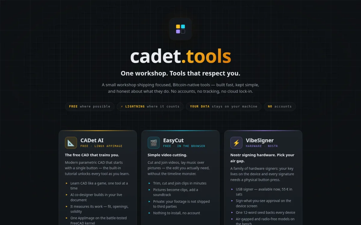 cadet.tools desktop view