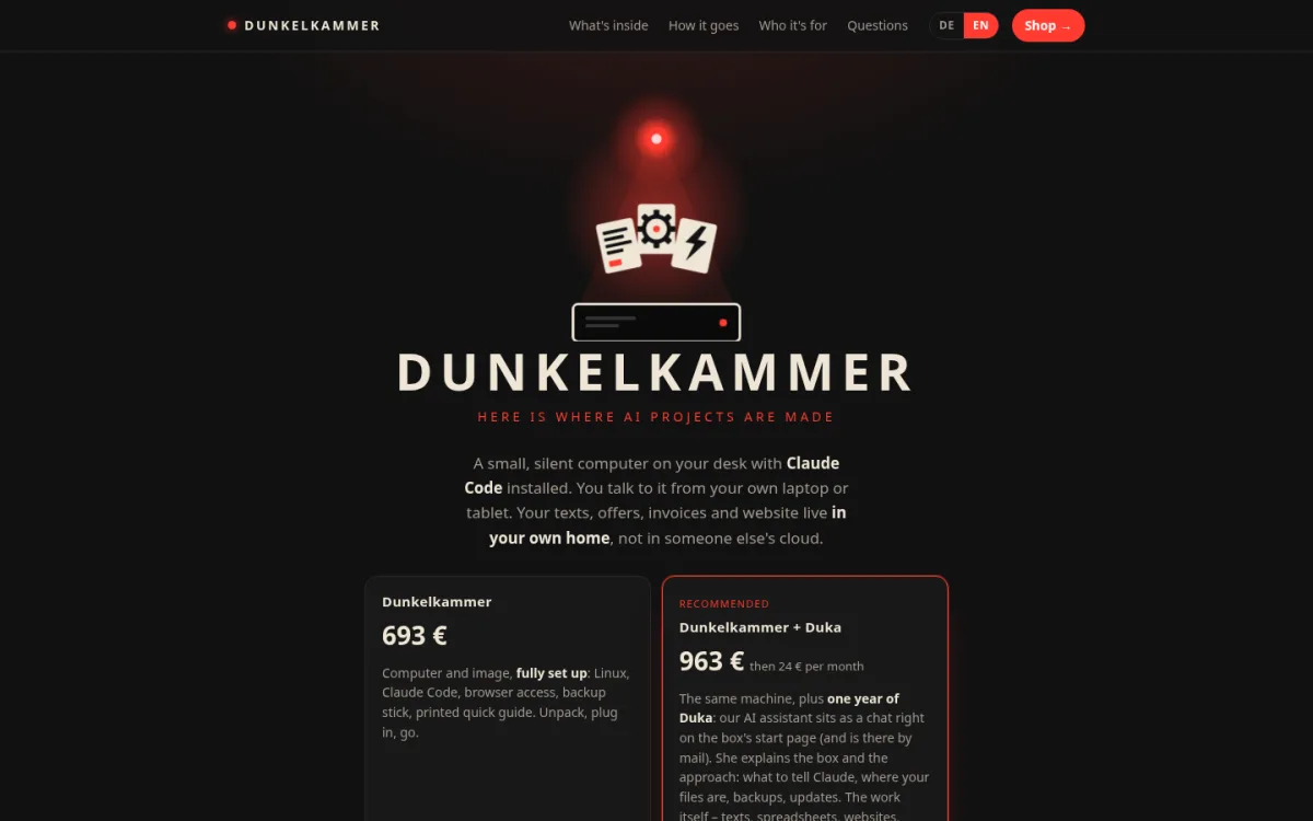 dunkelkammer.ai desktop view