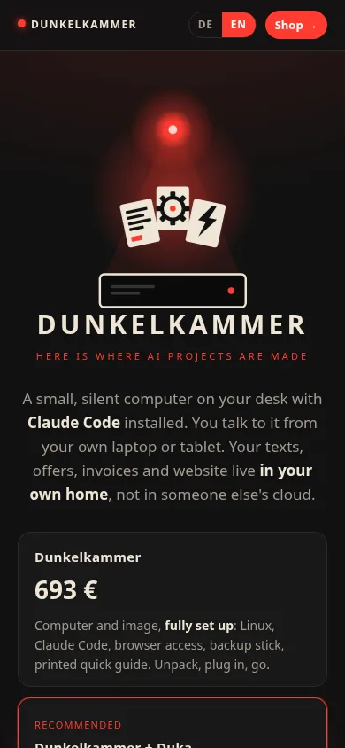 dunkelkammer.ai mobile view