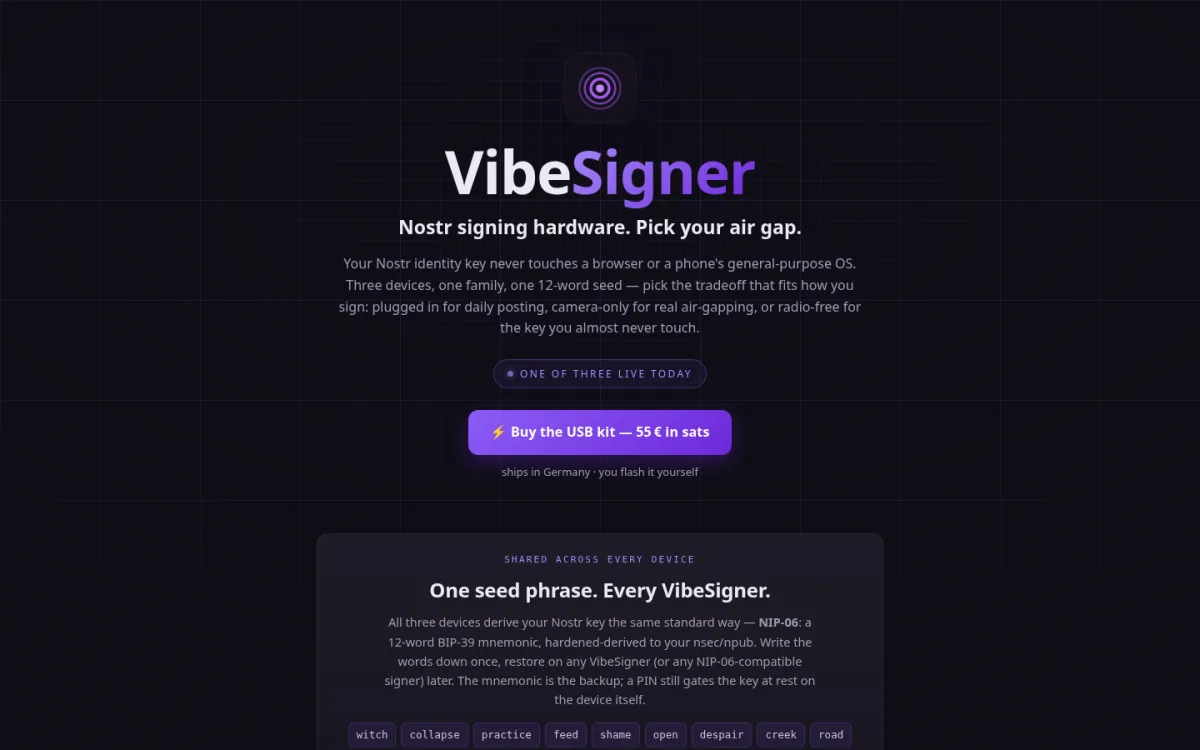 VibeSigner desktop view